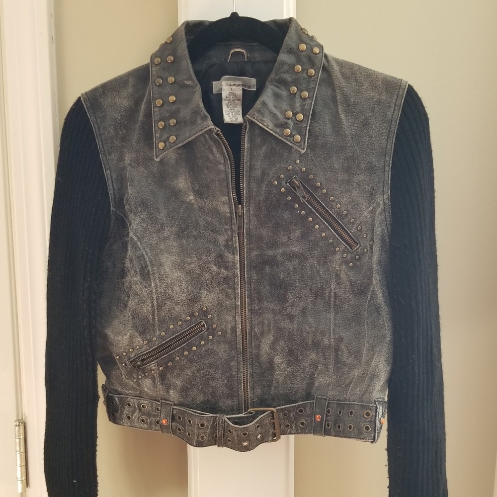 BIKER LADIES DISTRESSED LEATHER JACKET LUCIDITY M
